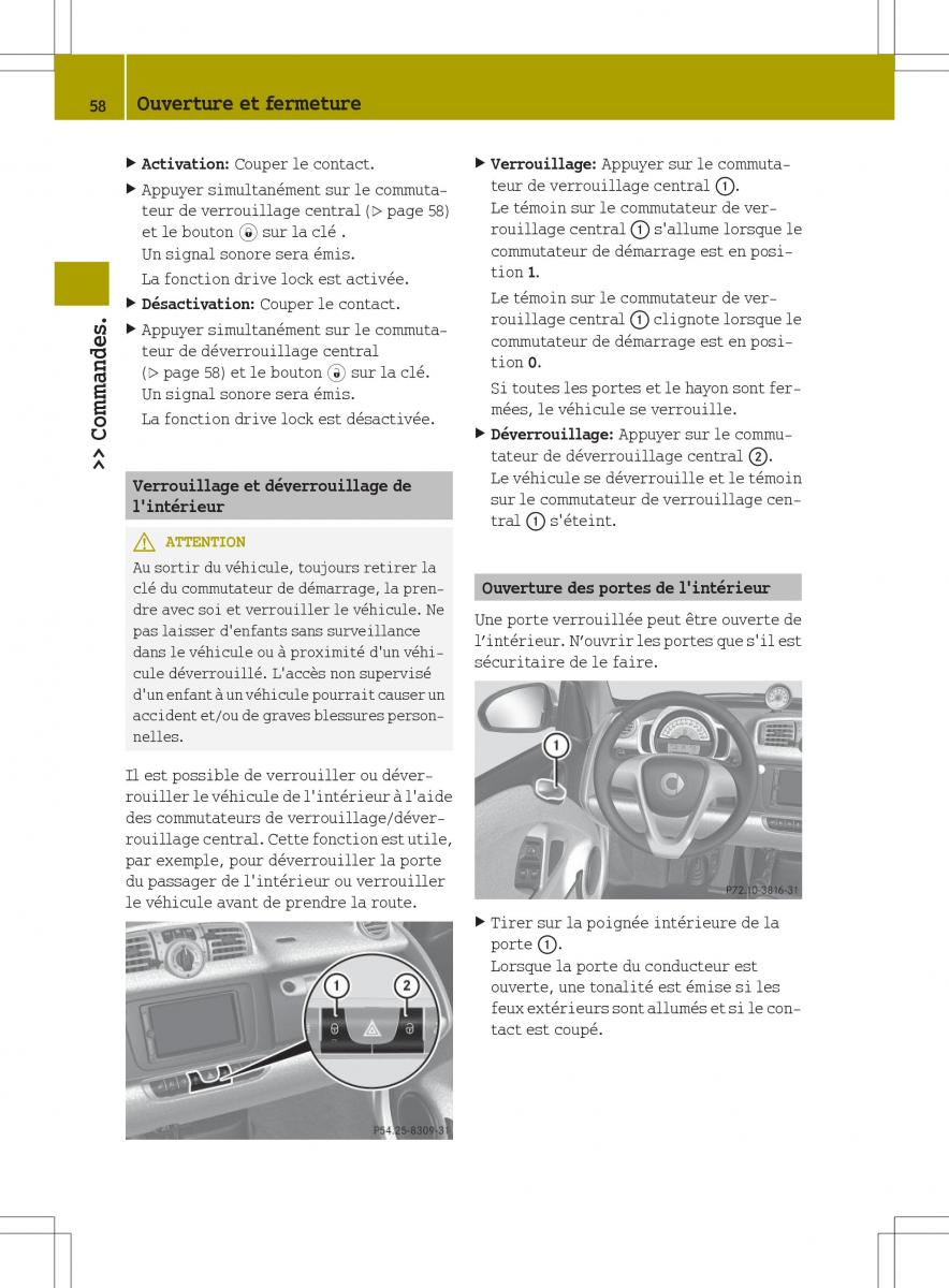 manual  Smart Fortwo II 2 manuel du proprietaire / page 60