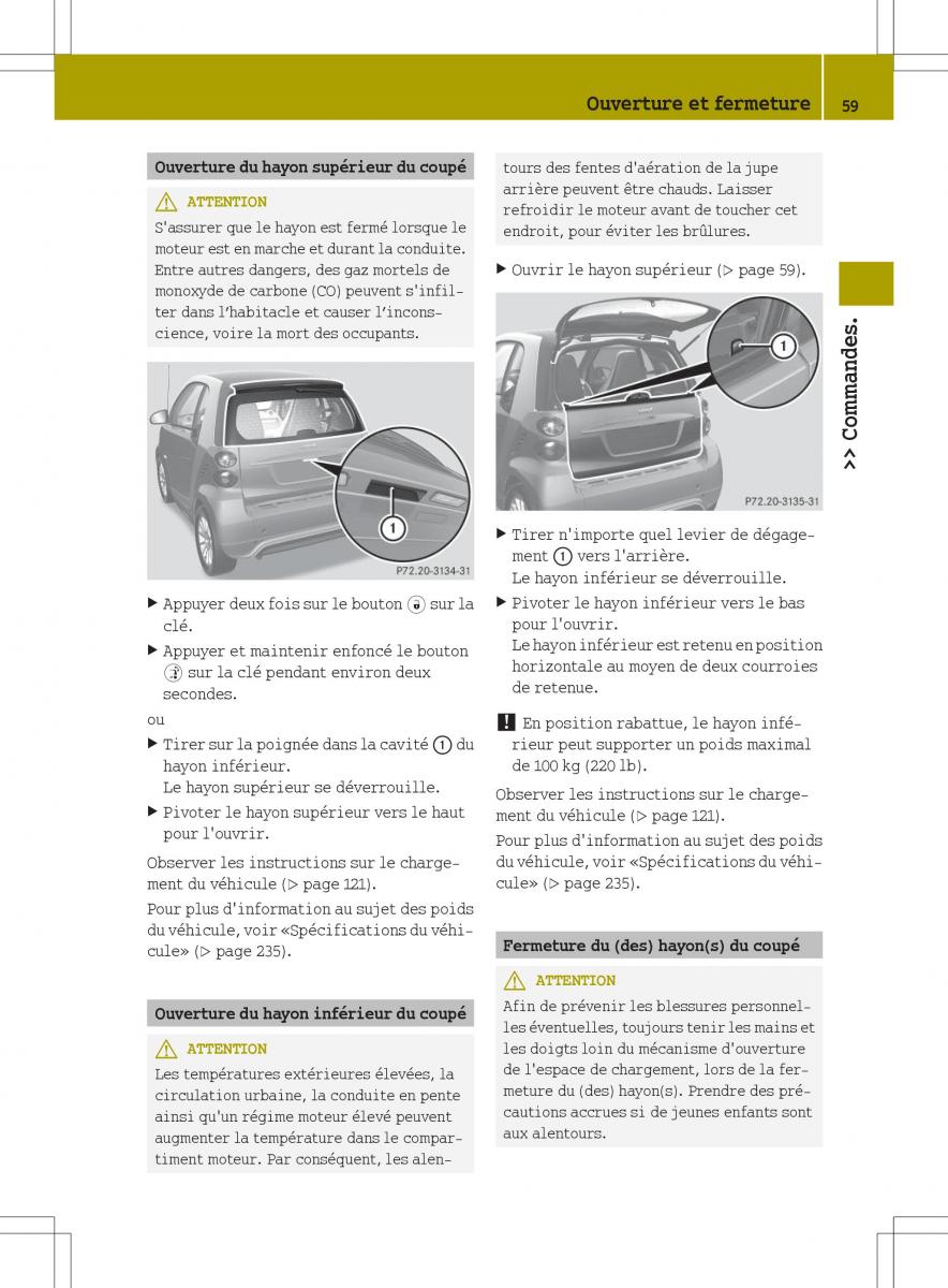 manual  Smart Fortwo II 2 manuel du proprietaire / page 61