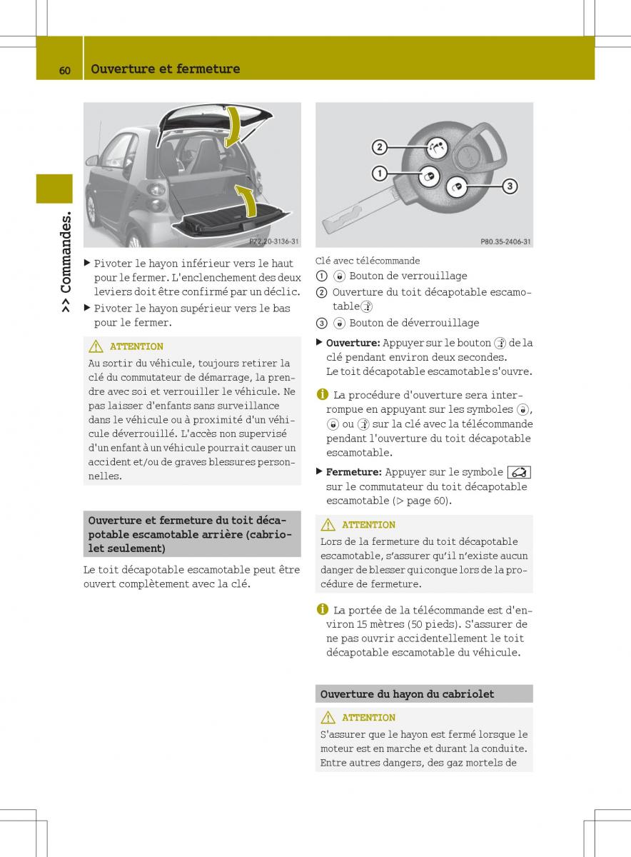 manuel du propriétaire  Smart Fortwo II 2 manuel du proprietaire / page 62