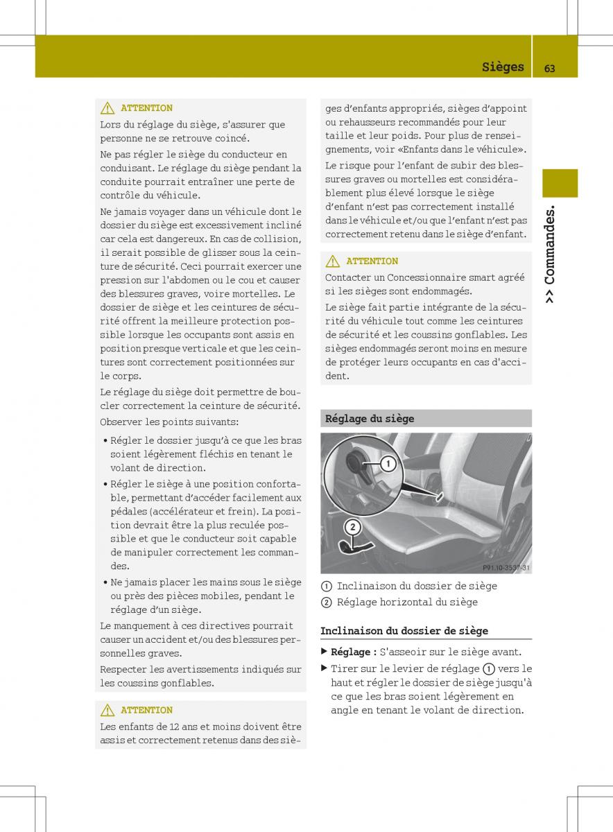 manuel du propriétaire  Smart Fortwo II 2 manuel du proprietaire / page 65