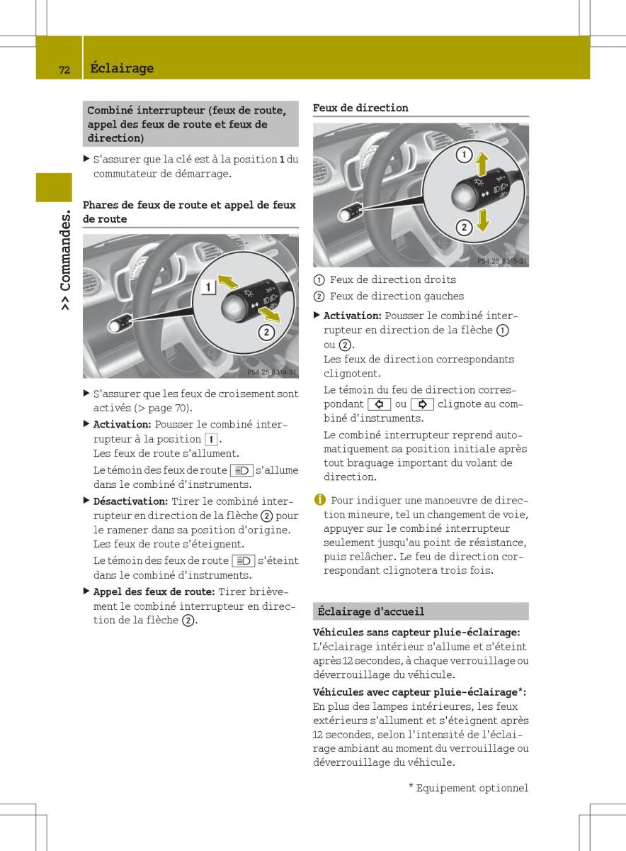 manual  Smart Fortwo II 2 manuel du proprietaire / page 74