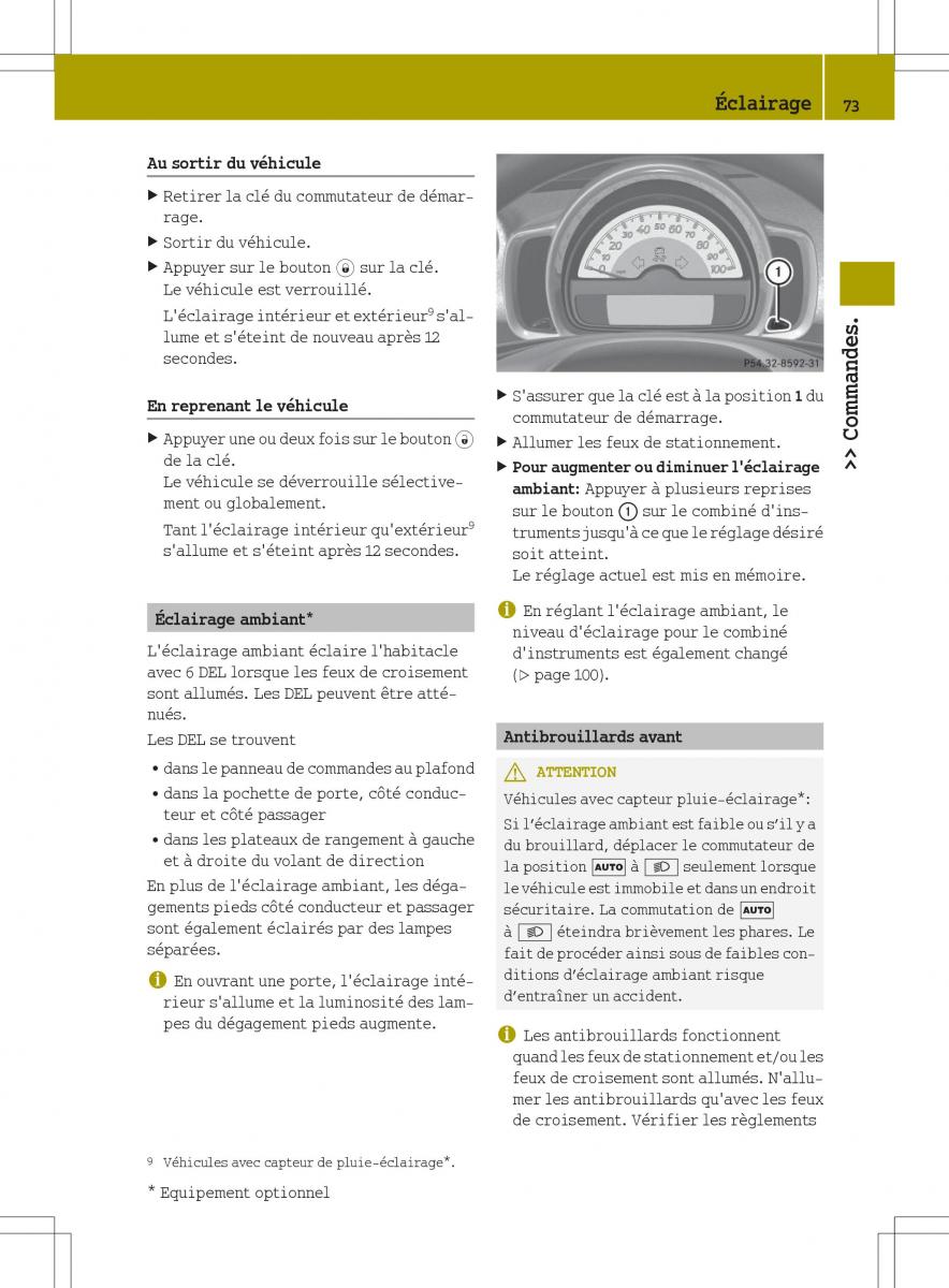 manuel du propriétaire  Smart Fortwo II 2 manuel du proprietaire / page 75