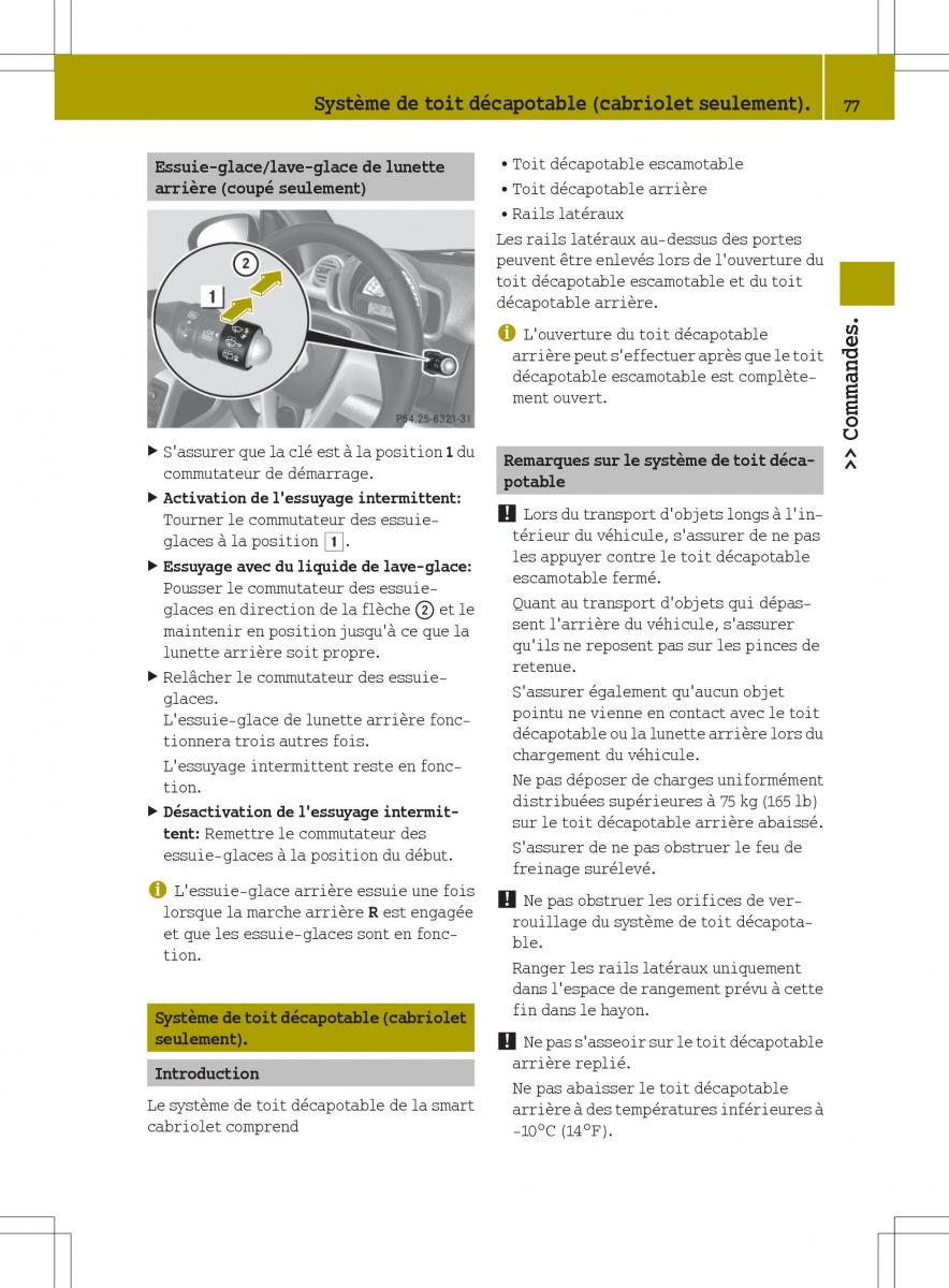 manuel du propriétaire  Smart Fortwo II 2 manuel du proprietaire / page 79