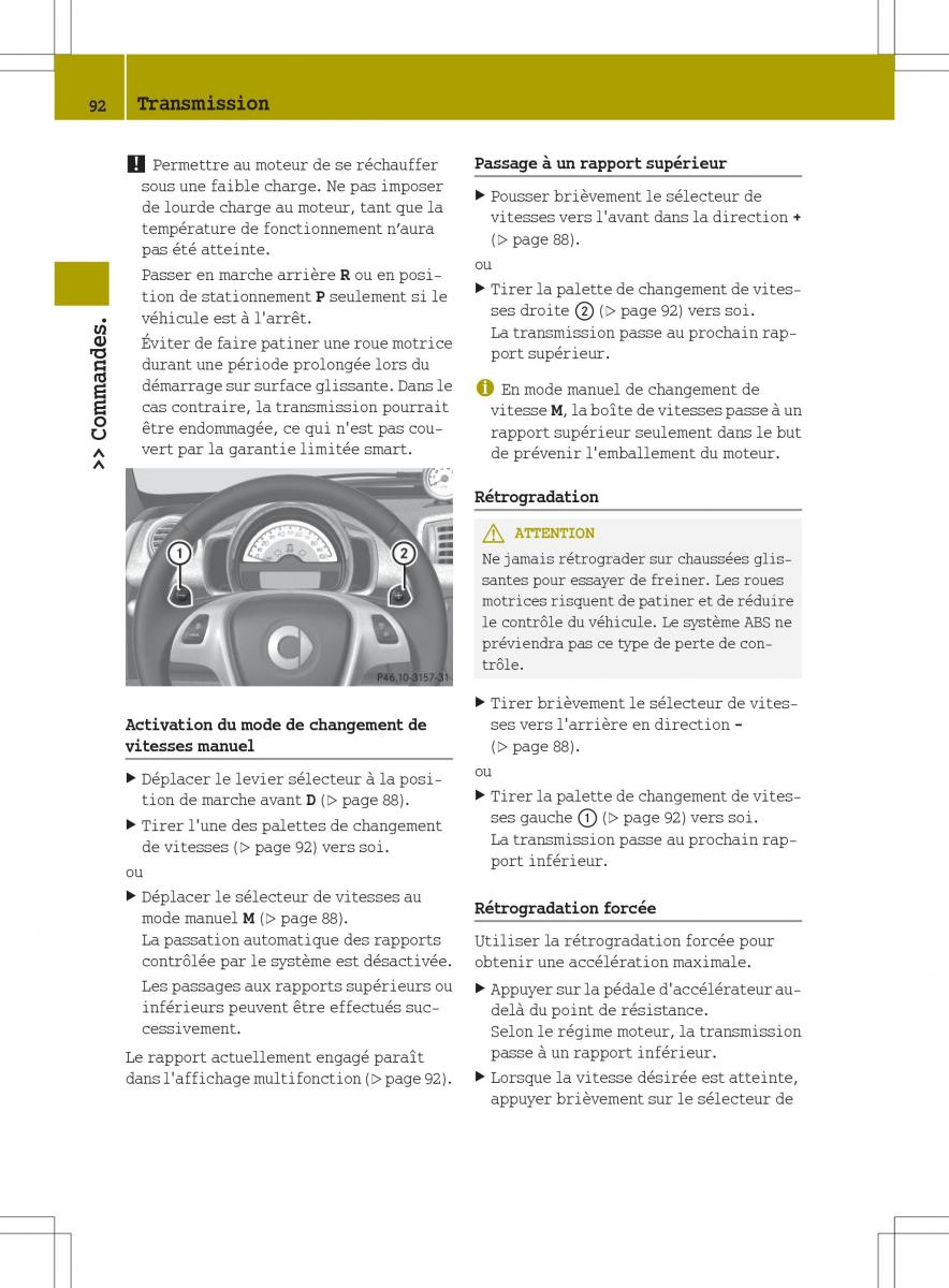 manuel du propriétaire  Smart Fortwo II 2 manuel du proprietaire / page 94