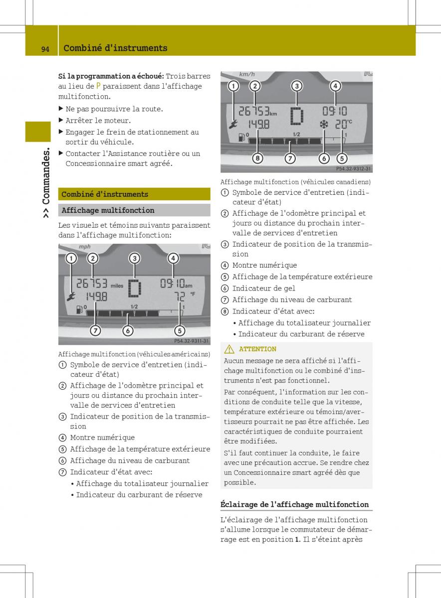 manual  Smart Fortwo II 2 manuel du proprietaire / page 96