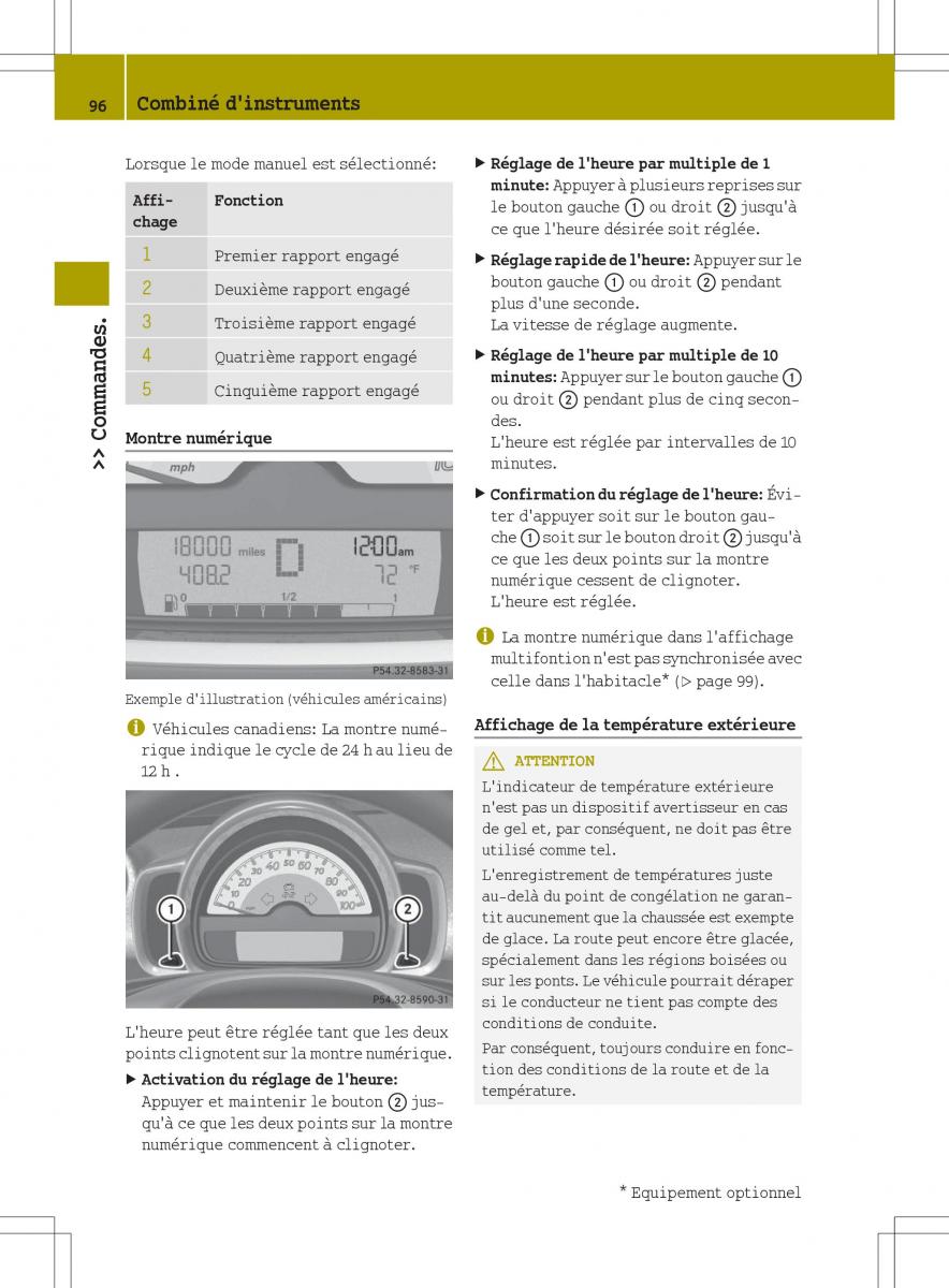 manuel du propriétaire  Smart Fortwo II 2 manuel du proprietaire / page 98