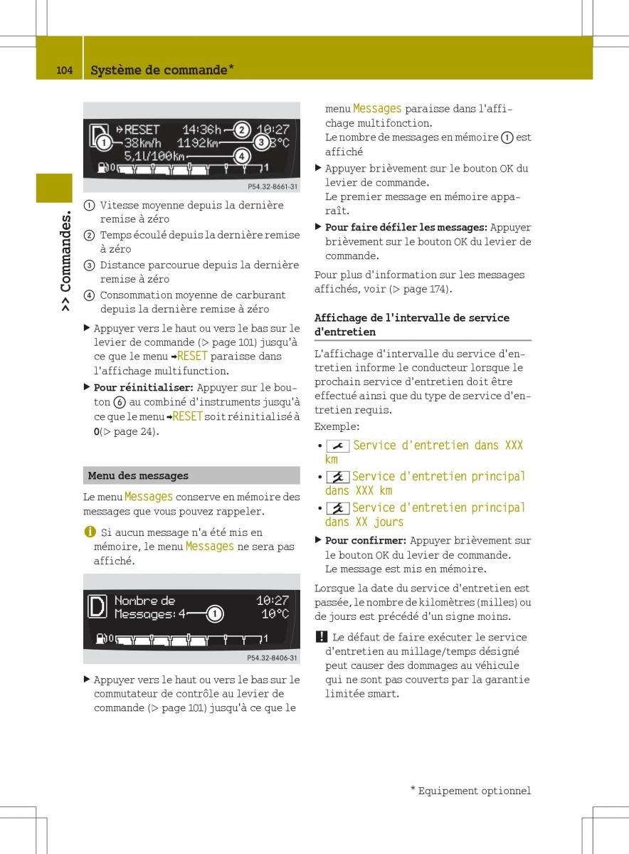 manuel du propriétaire  Smart Fortwo II 2 manuel du proprietaire / page 106