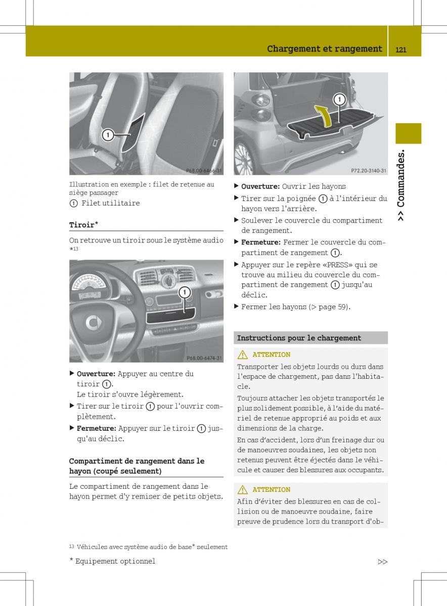 manuel du propriétaire  Smart Fortwo II 2 manuel du proprietaire / page 123