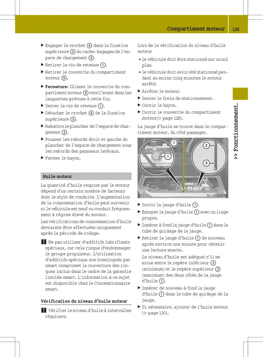 manuel du propriétaire  Smart Fortwo II 2 manuel du proprietaire / page 131