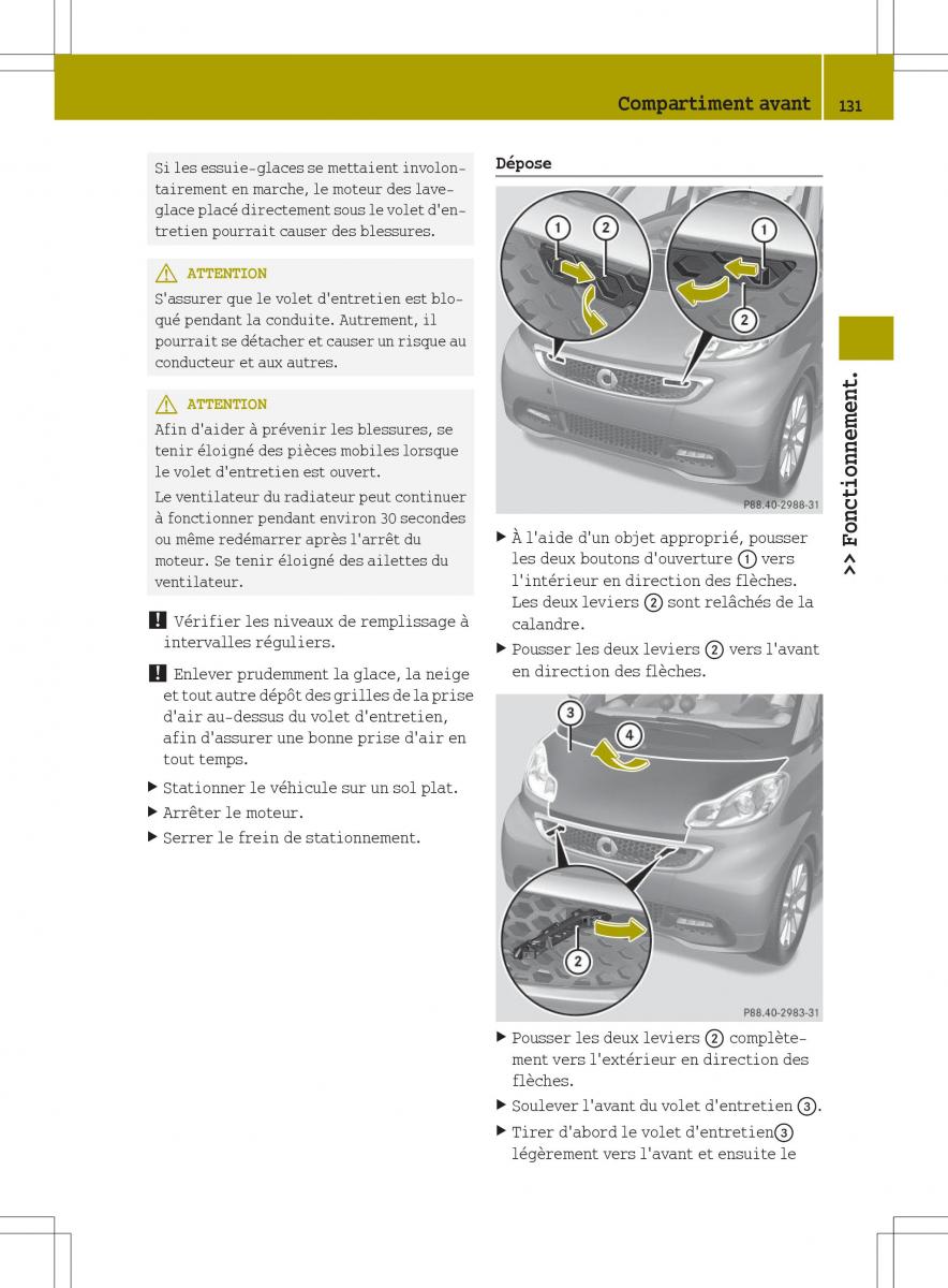 manual  Smart Fortwo II 2 manuel du proprietaire / page 133