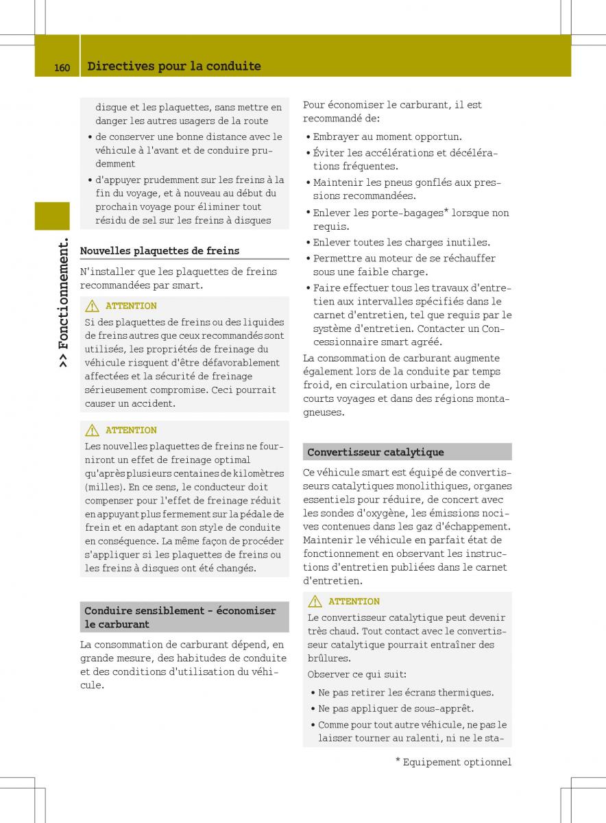 manuel du propriétaire  Smart Fortwo II 2 manuel du proprietaire / page 162