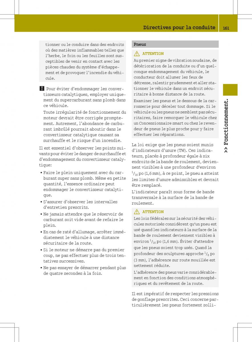 manuel du propriétaire  Smart Fortwo II 2 manuel du proprietaire / page 163