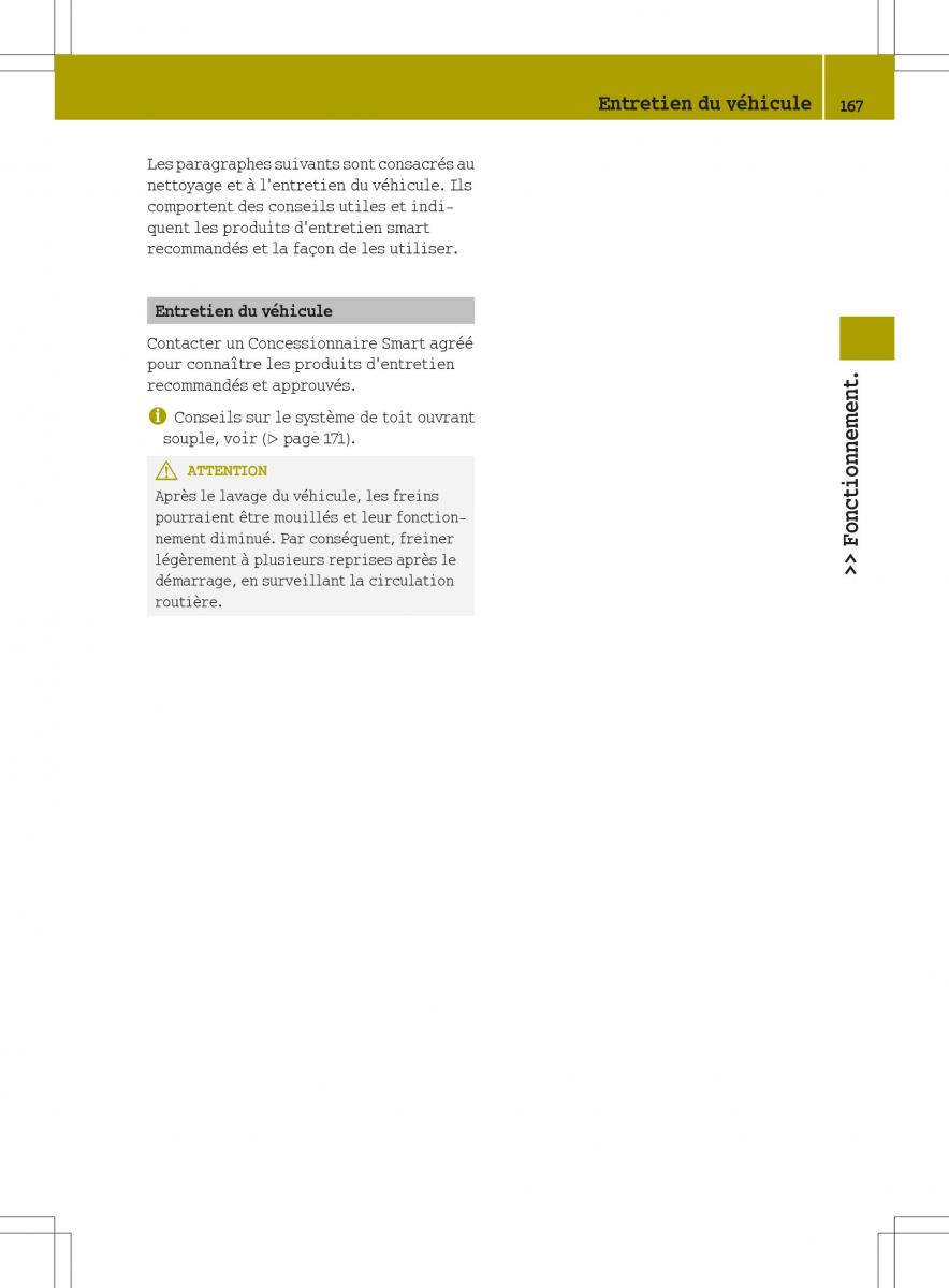 manuel du propriétaire  Smart Fortwo II 2 manuel du proprietaire / page 169