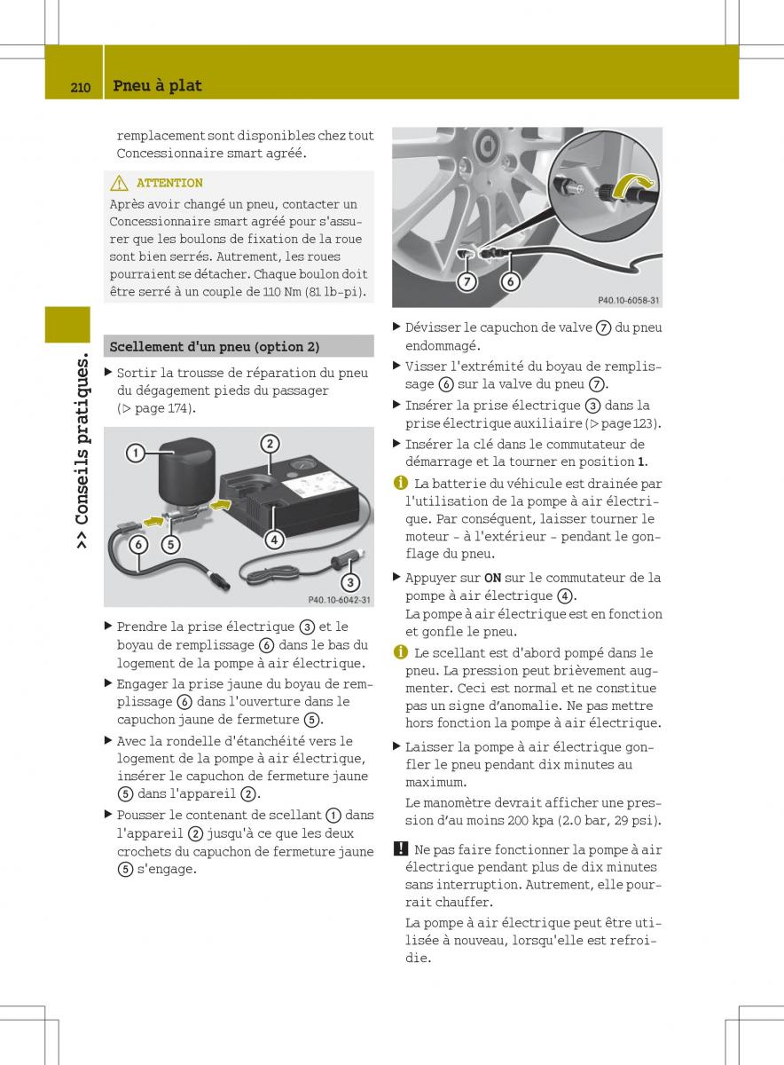 manual  Smart Fortwo II 2 manuel du proprietaire / page 212
