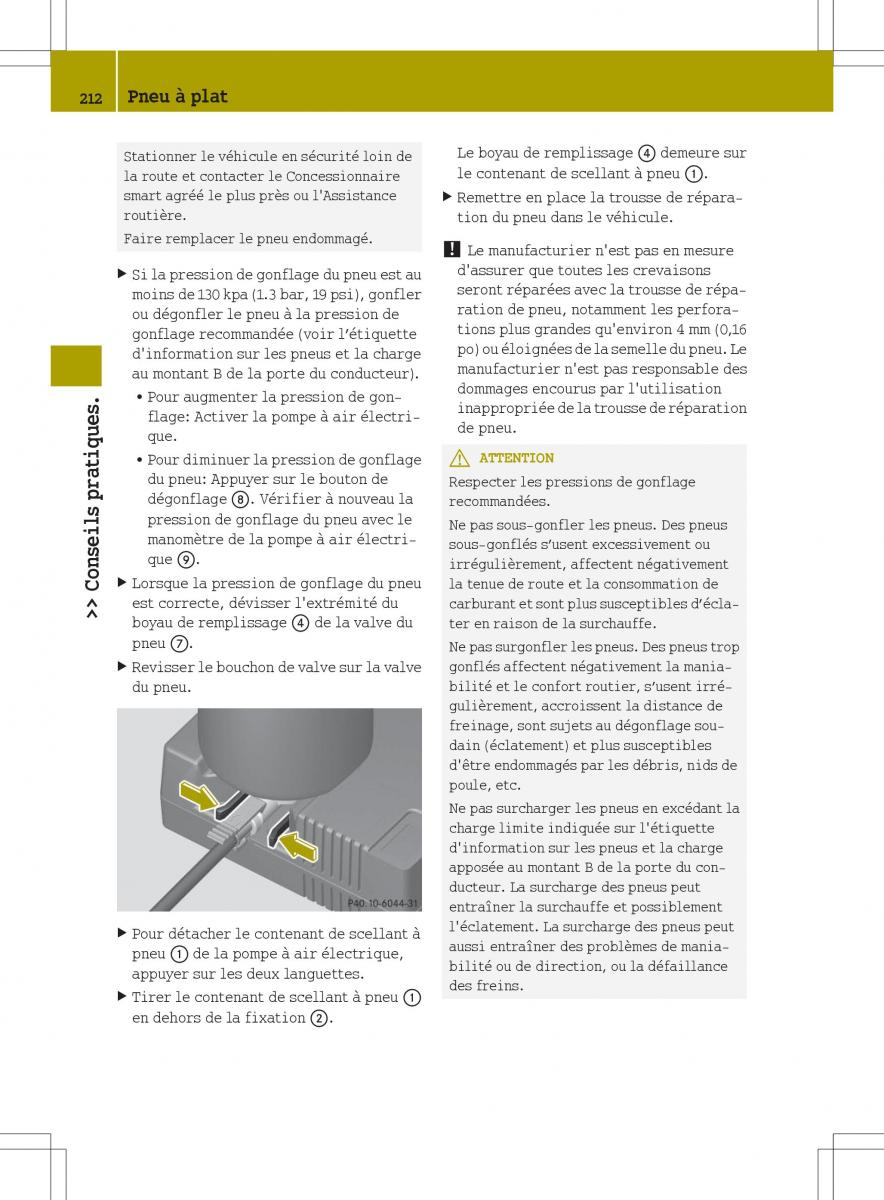 manual  Smart Fortwo II 2 manuel du proprietaire / page 214