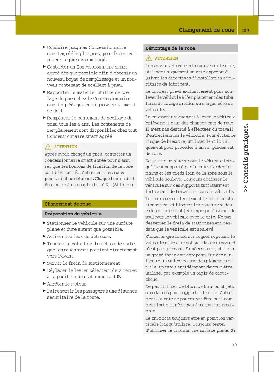 manual  Smart Fortwo II 2 manuel du proprietaire / page 215