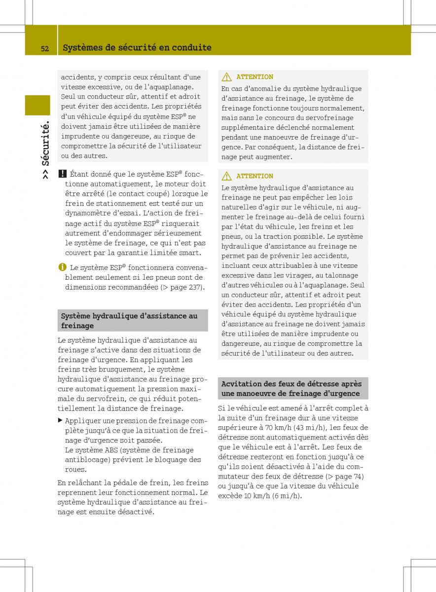 manuel du propriétaire  Smart Fortwo II 2 manuel du proprietaire / page 54