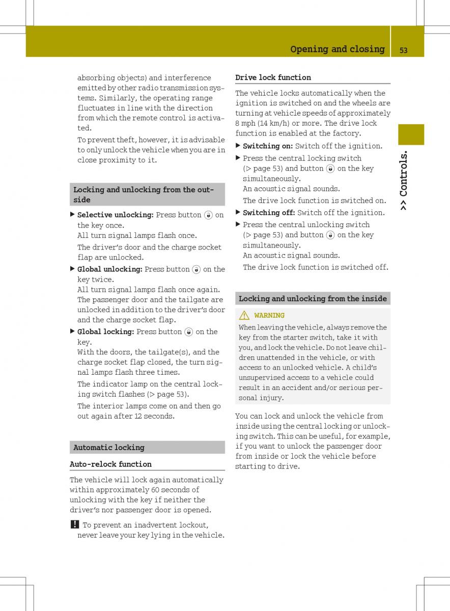 Smart Fortwo ED EV owners manual / page 55