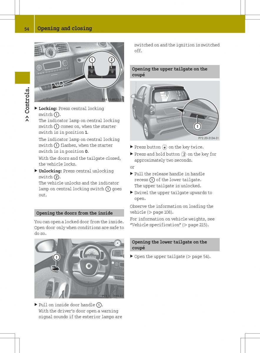 Smart Fortwo ED EV owners manual / page 56