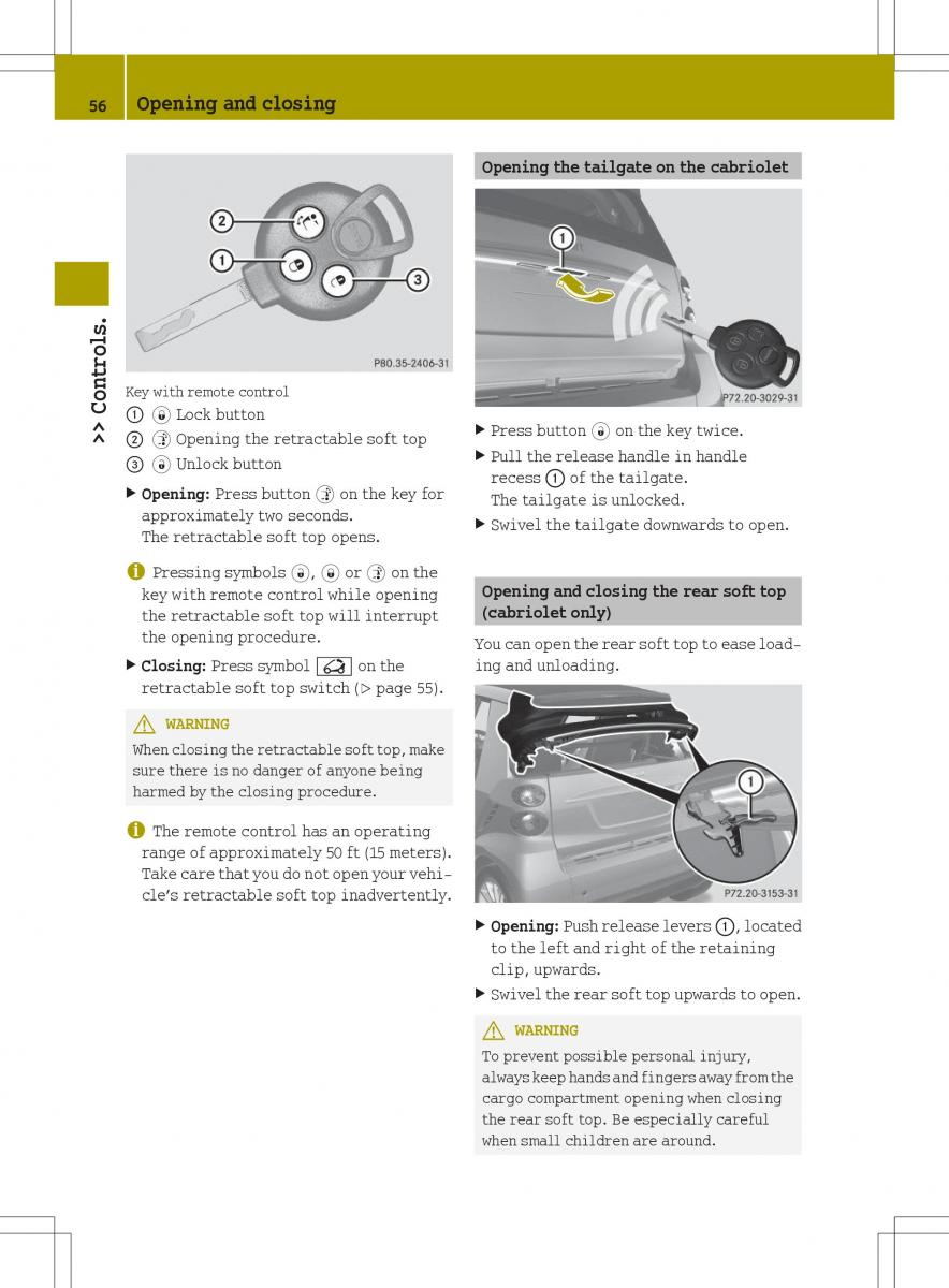 Smart Fortwo ED EV owners manual / page 58