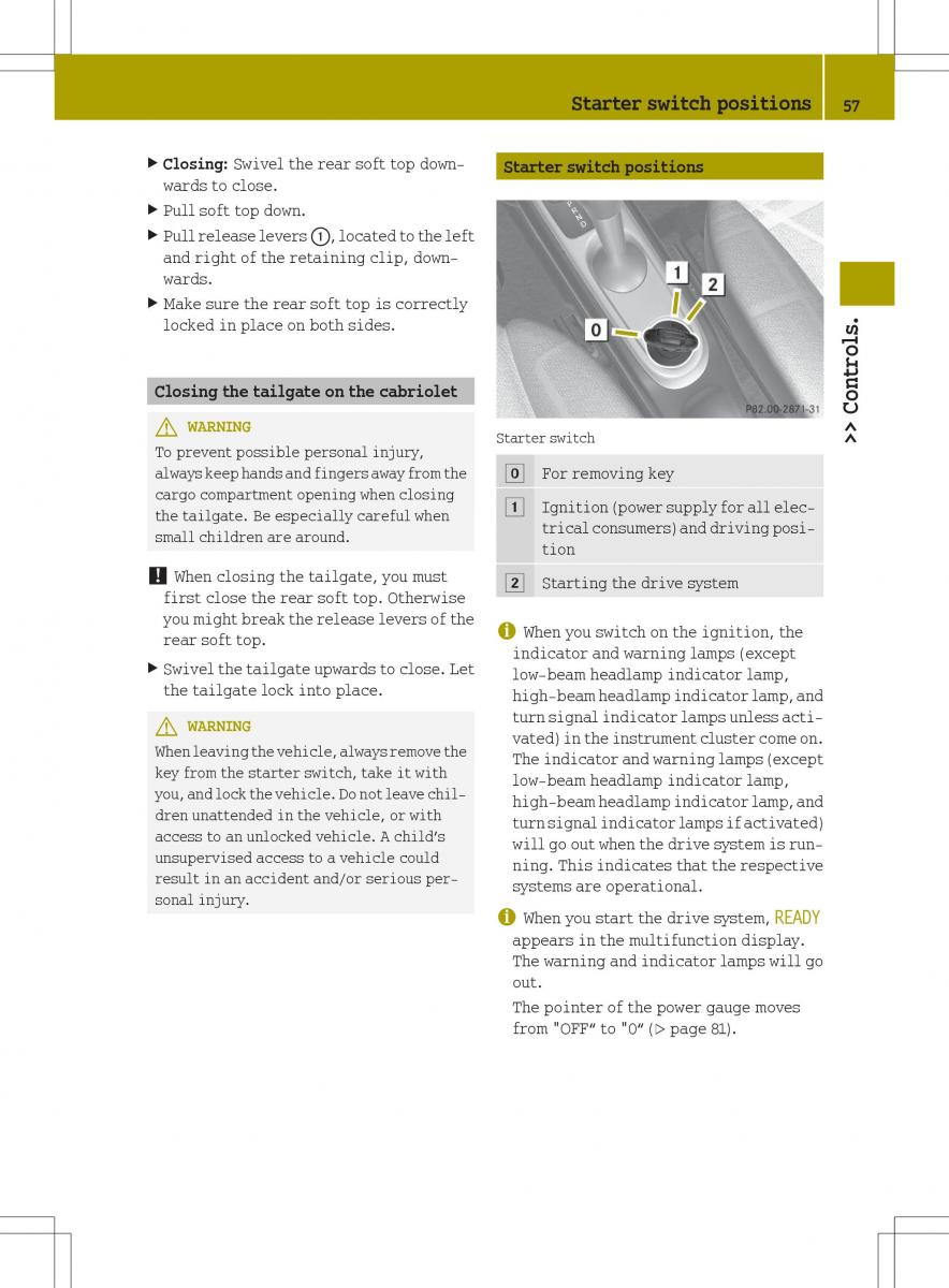 Smart Fortwo ED EV owners manual / page 59