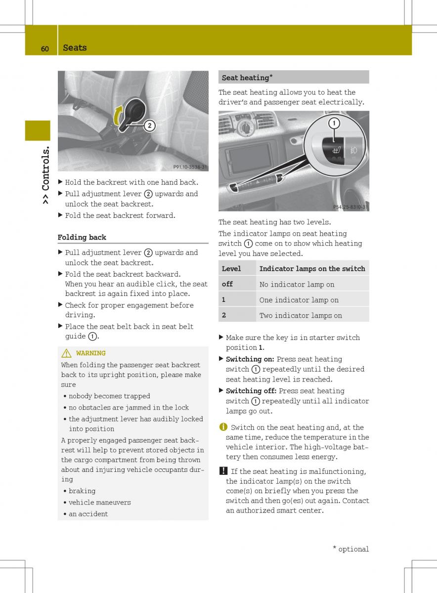 Smart Fortwo ED EV owners manual / page 62