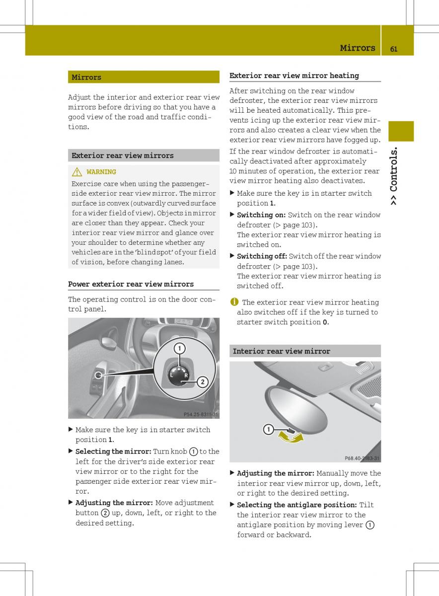 Smart Fortwo ED EV owners manual / page 63