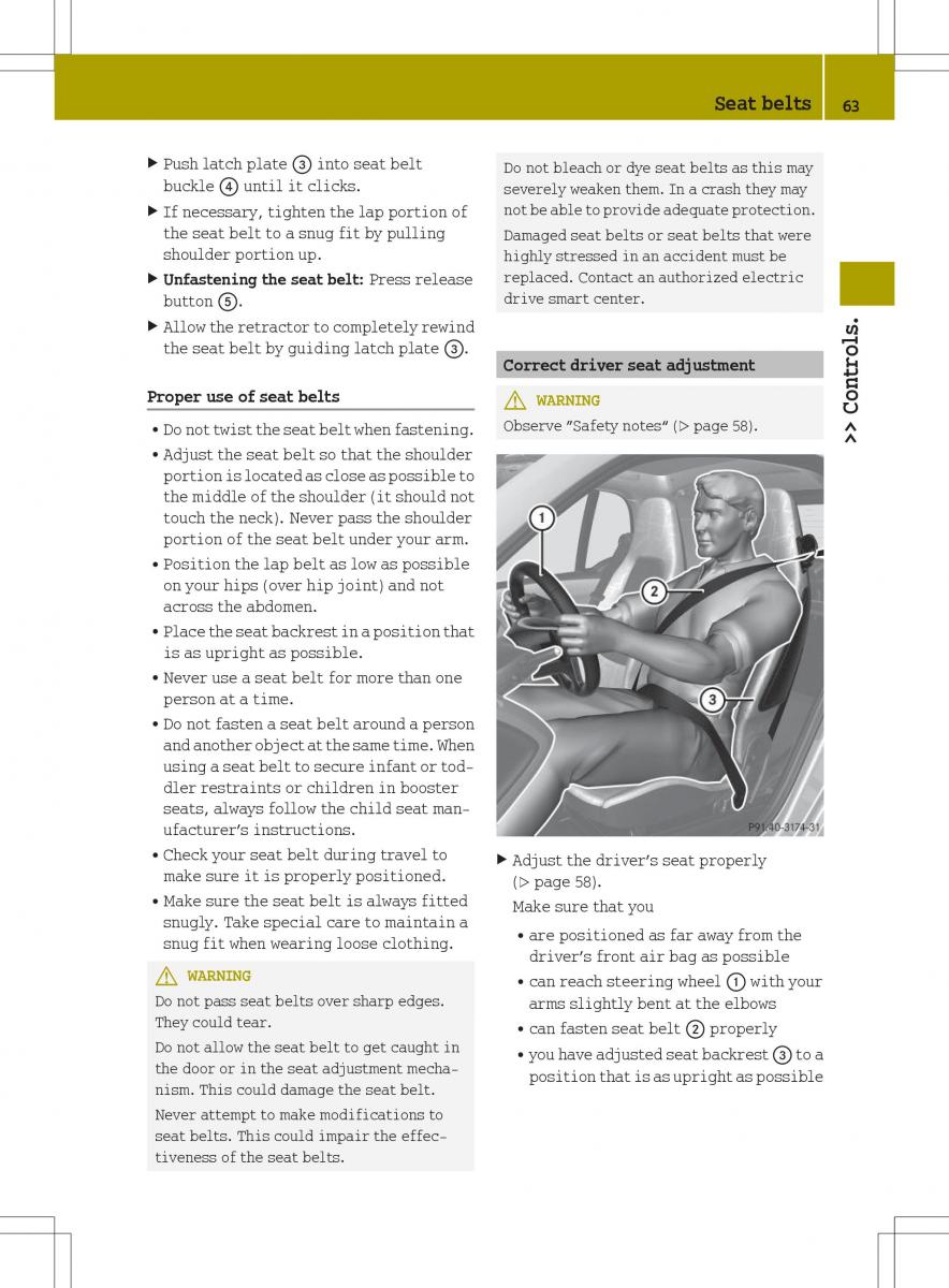 Smart Fortwo ED EV owners manual / page 65