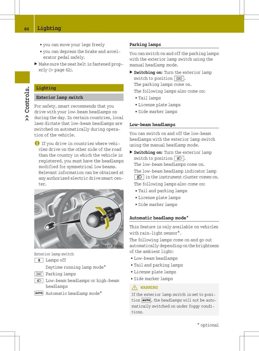 Smart Fortwo ED EV owners manual / page 66