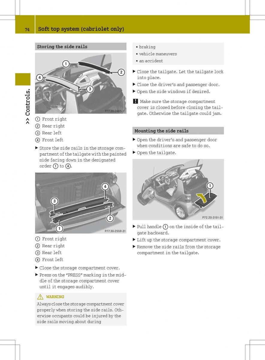 Smart Fortwo ED EV owners manual / page 76