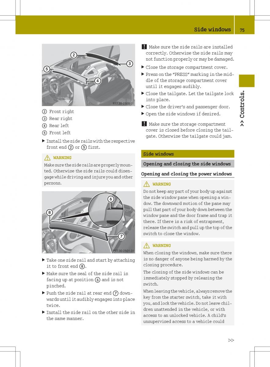 Smart Fortwo ED EV owners manual / page 77