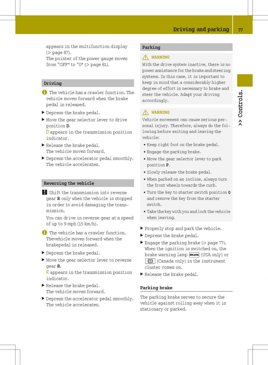 Smart Fortwo ED EV owners manual / page 79