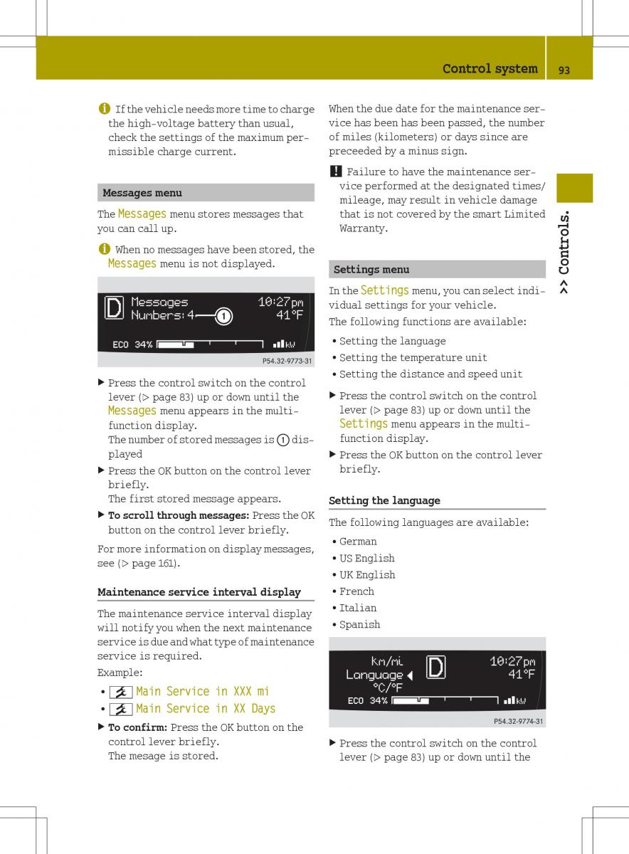 Smart Fortwo ED EV owners manual / page 95