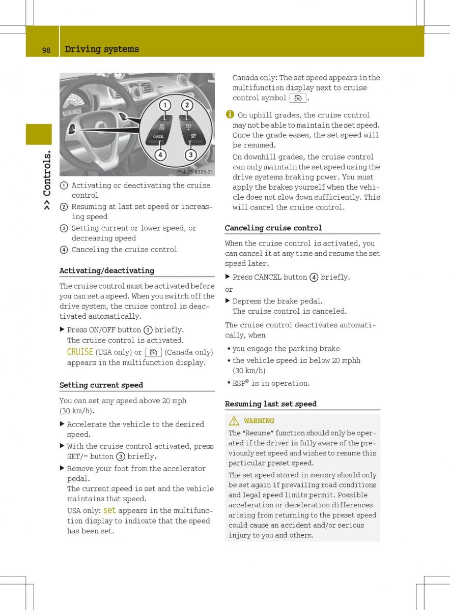 Smart Fortwo ED EV owners manual / page 100