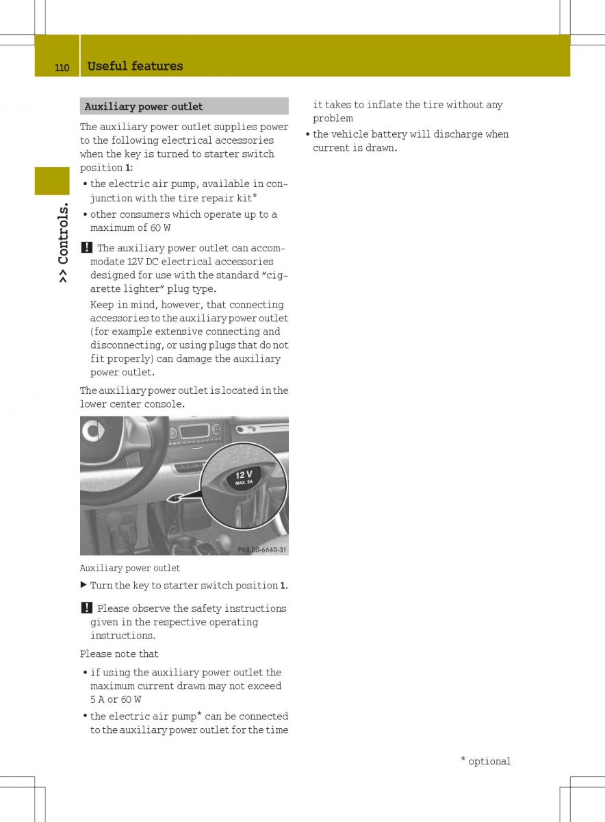 Smart Fortwo ED EV owners manual / page 112