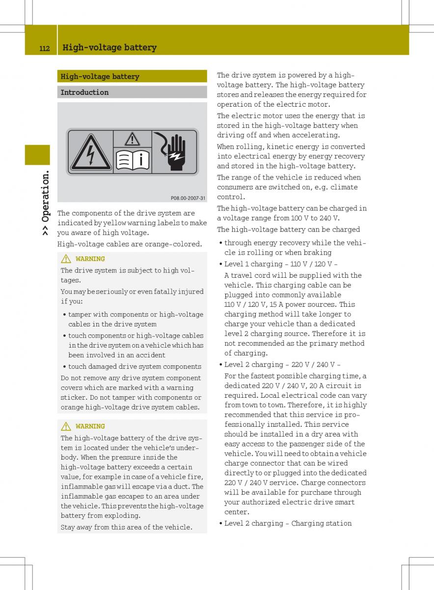 Smart Fortwo ED EV owners manual / page 114