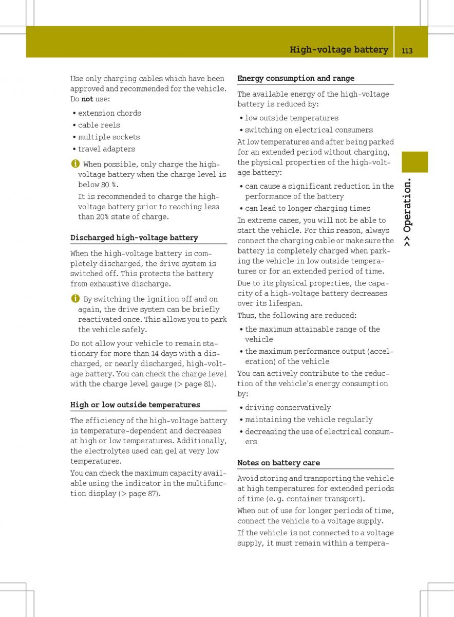 Smart Fortwo ED EV owners manual / page 115