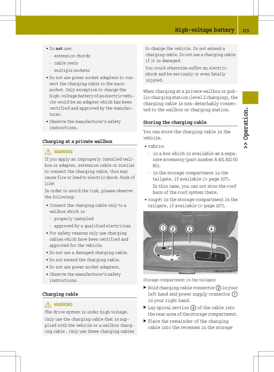 Smart Fortwo ED EV owners manual / page 117