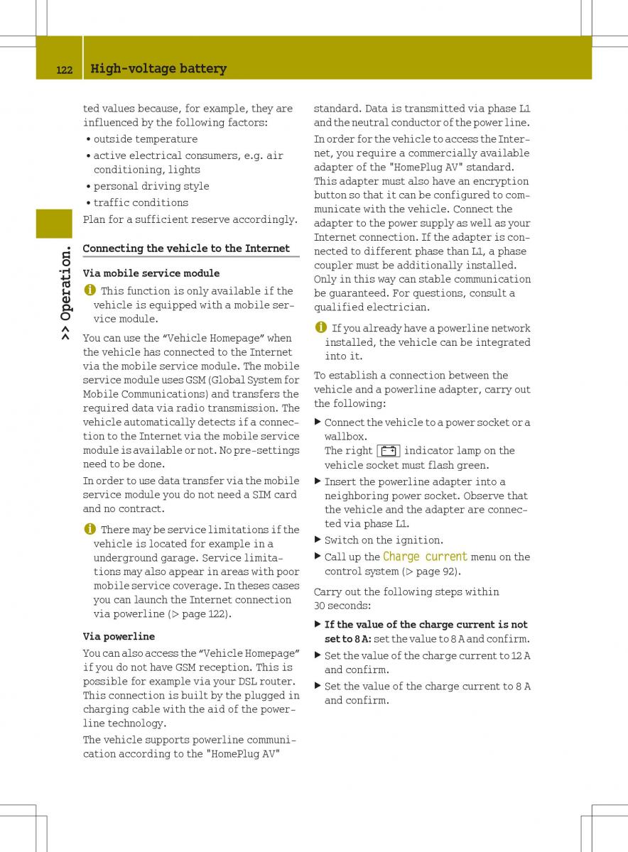 Smart Fortwo ED EV owners manual / page 124