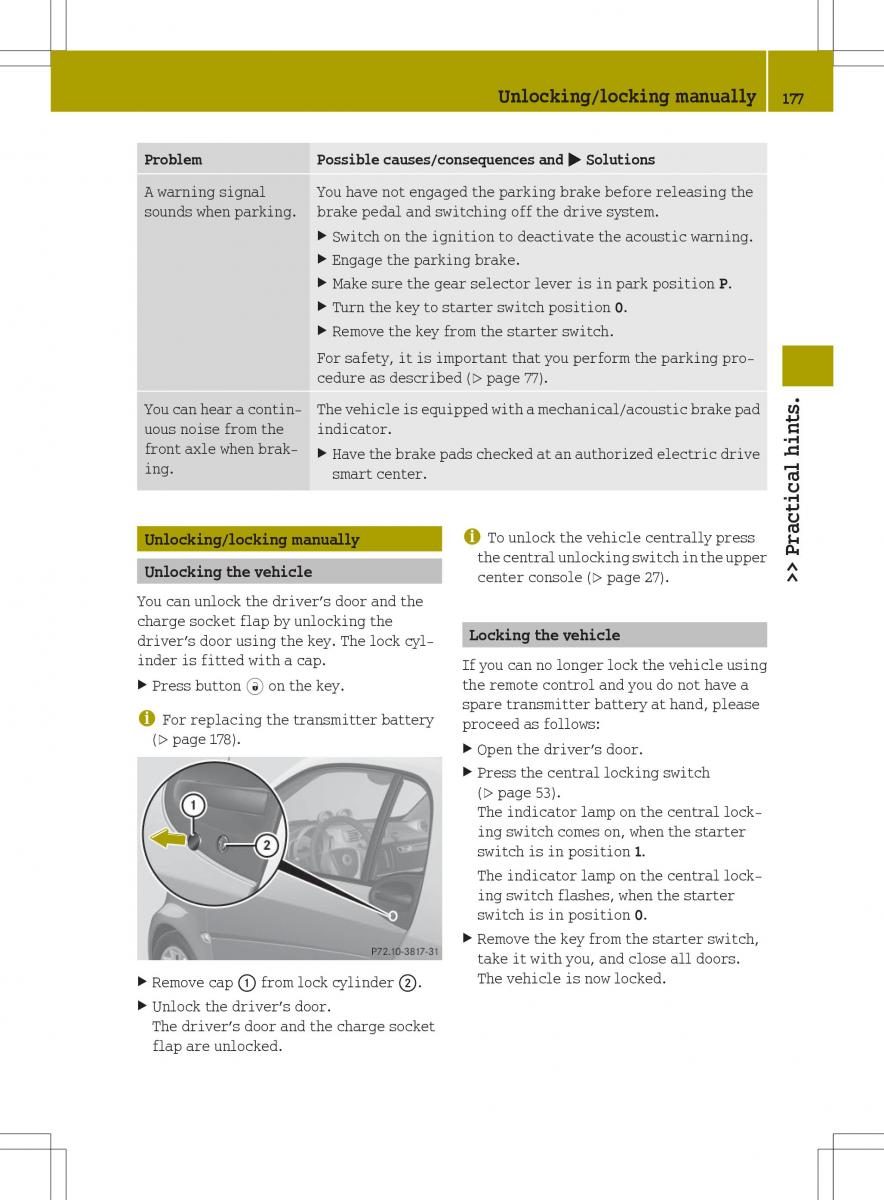 Smart Fortwo ED EV owners manual / page 179