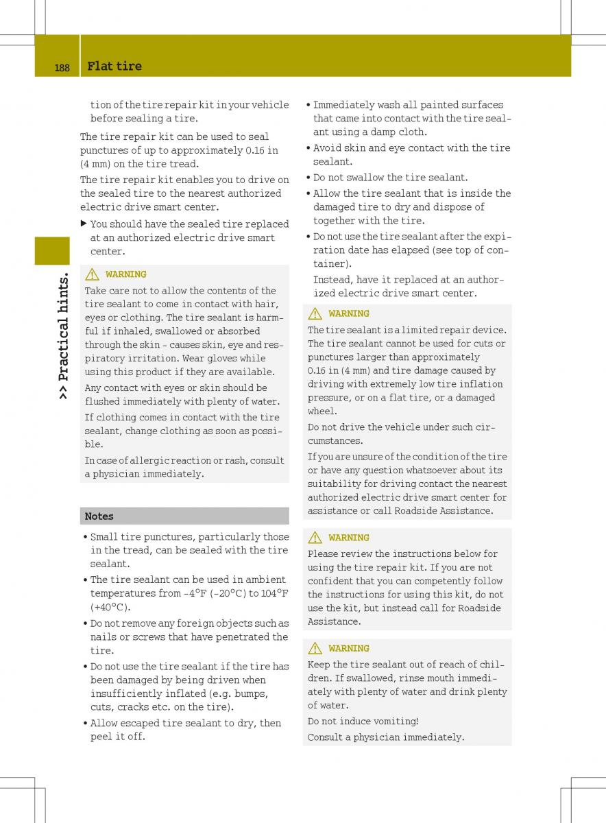 Smart Fortwo ED EV owners manual / page 190