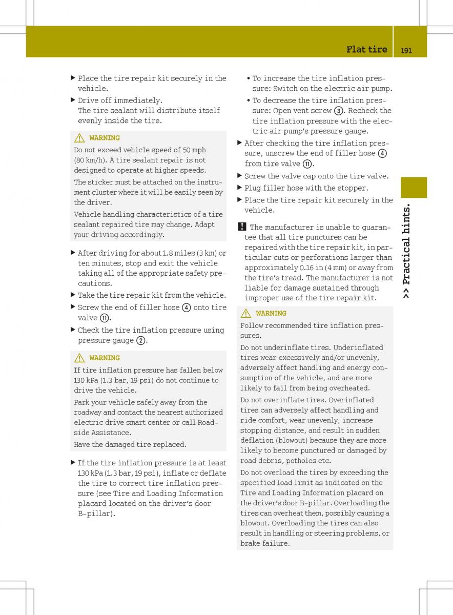 Smart Fortwo ED EV owners manual / page 193