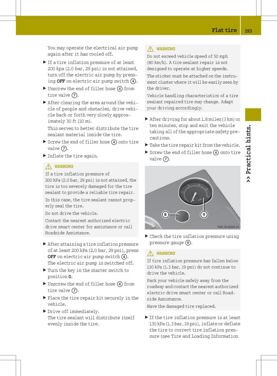 Smart Fortwo ED EV owners manual / page 195