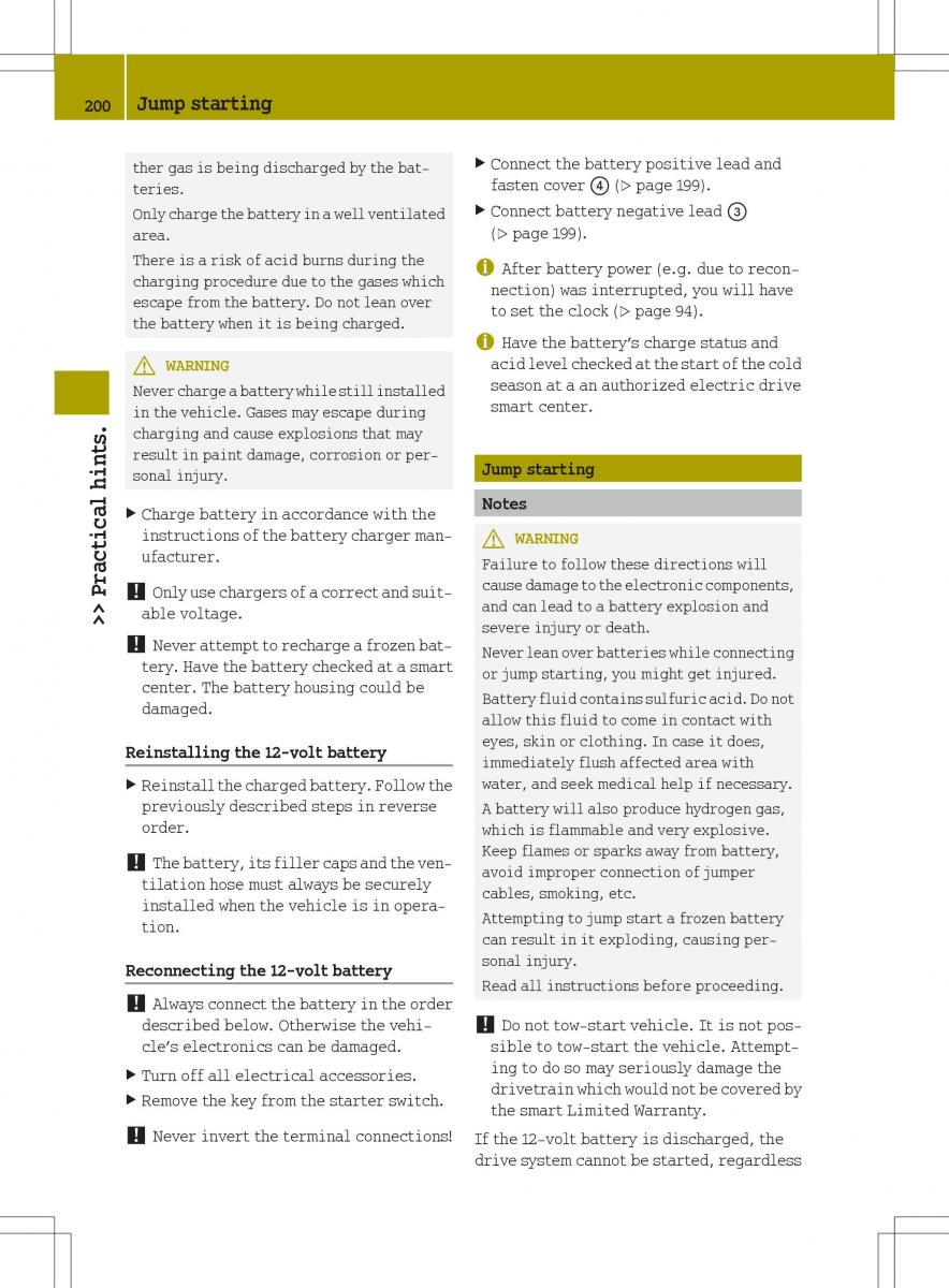 Smart Fortwo ED EV owners manual / page 202