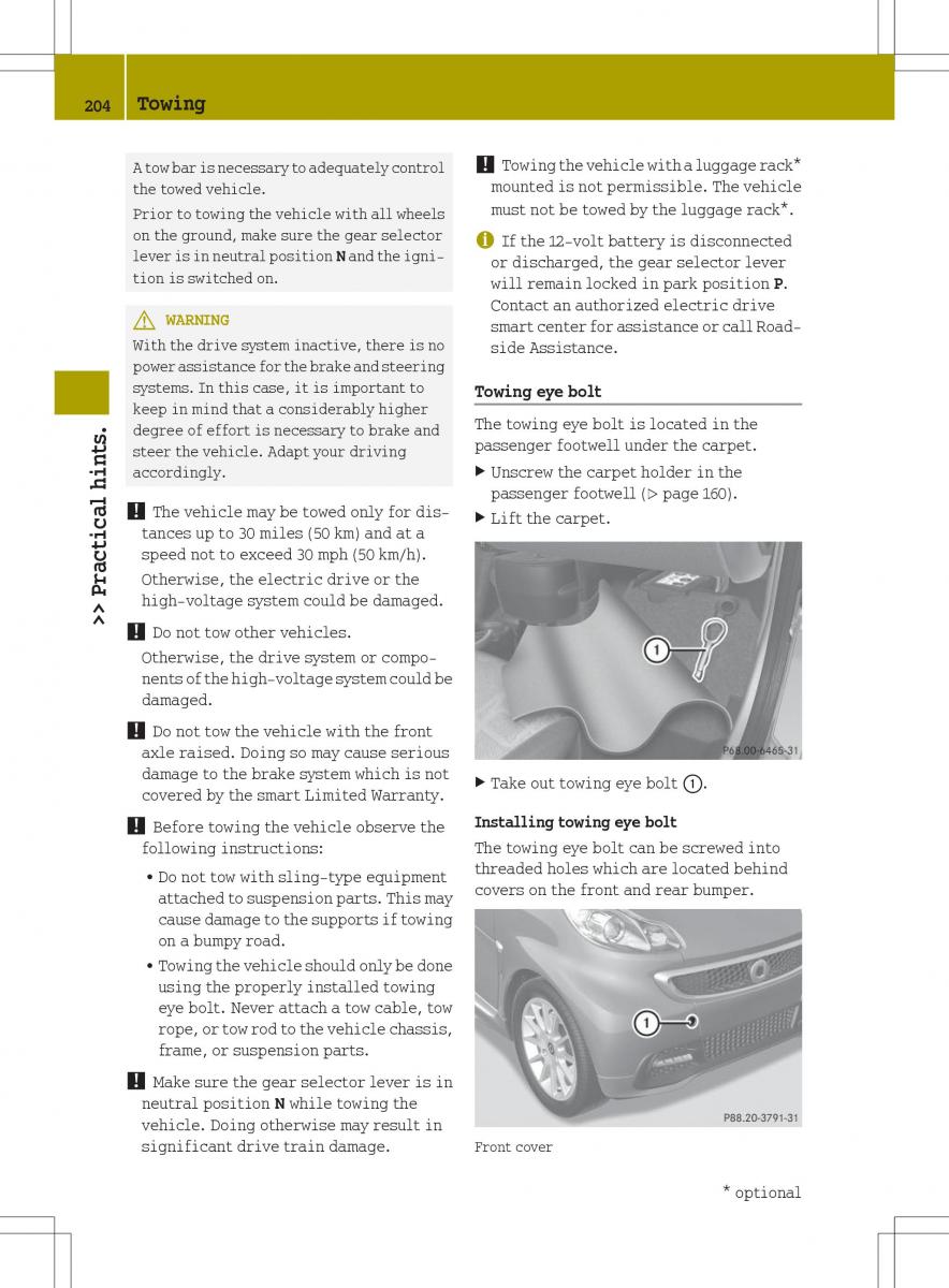 Smart Fortwo ED EV owners manual / page 206