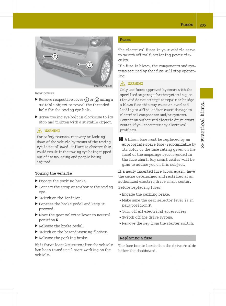 Smart Fortwo ED EV owners manual / page 207