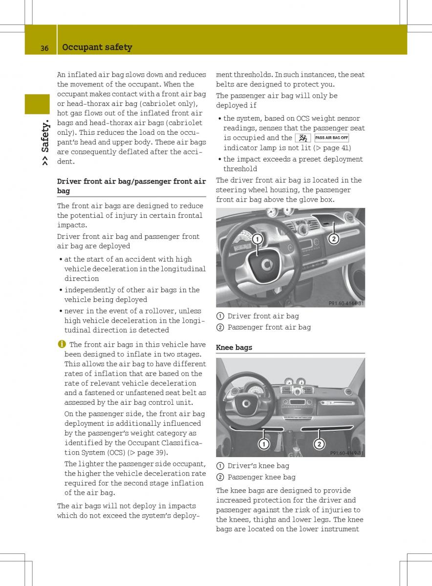 Smart Fortwo ED EV owners manual / page 38