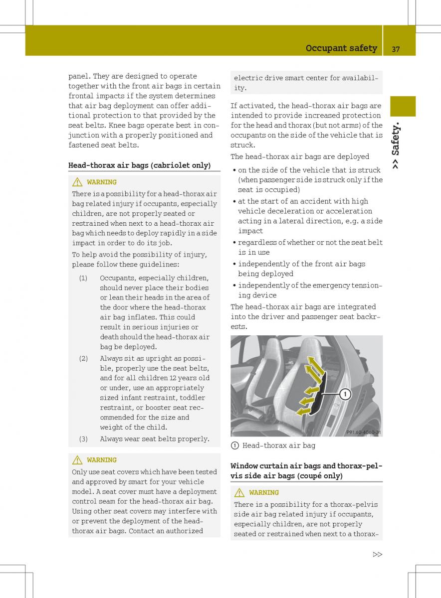 Smart Fortwo ED EV owners manual / page 39