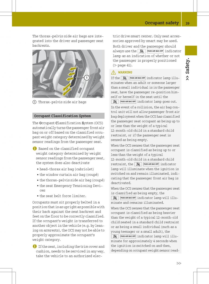 Smart Fortwo ED EV owners manual / page 41