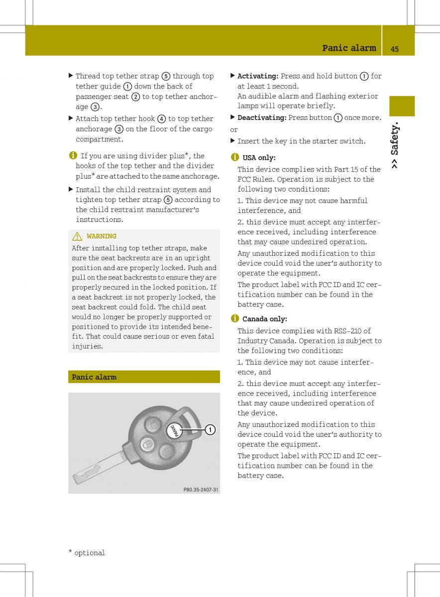 Smart Fortwo ED EV owners manual / page 47